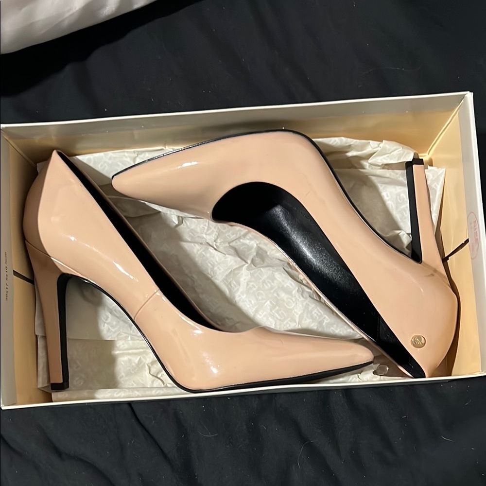 Calvin Klein Cream and Black Stiletto Heels